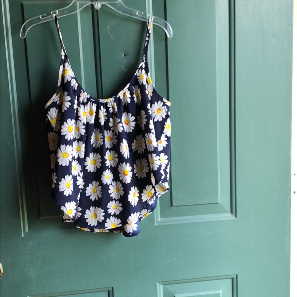 Blue crop top with white flowers
